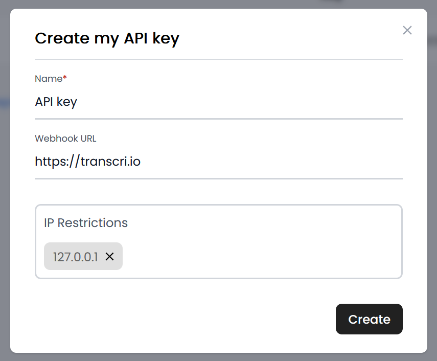 Create API keys